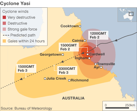 Cyclone Yasi batters Queensland, ILWs trade on approach