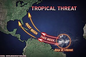 Forecasters suggest a hurricane could threaten U.S. late next week