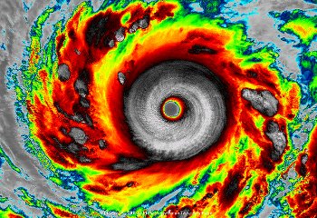 Infra-red satellite imagery shows super typhoon Vongfong's well-defined eye