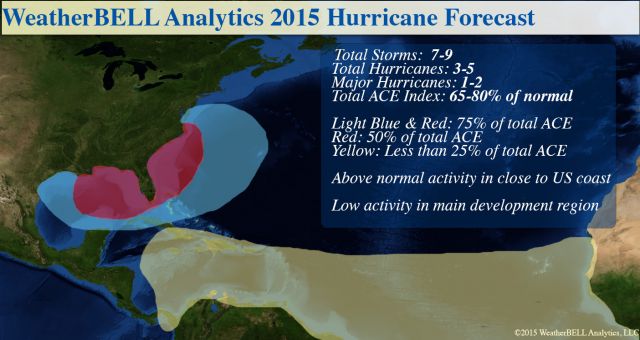 WeatherBell 2015 Hurricane Forecast map