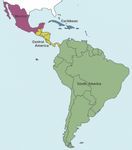 Map of Latin America via University of Texas Latin American Network Information Center