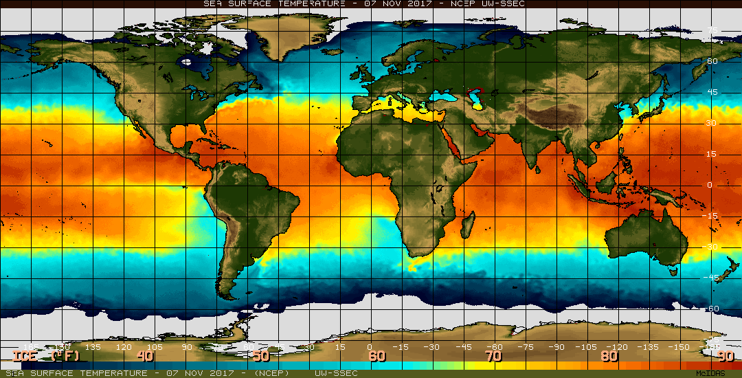 Latest Sea Surface Temperatures SST's during the 2015 El Niño