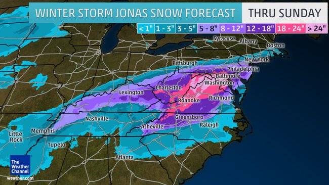 Winter storm Jonas snow forecast