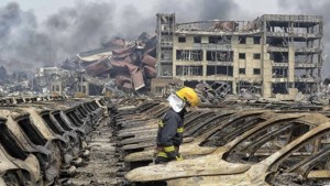 Tianjin explosion aftermath - Picture from BBC website