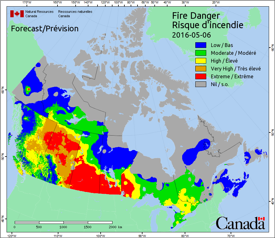 Fire weather forecast map for May 6th