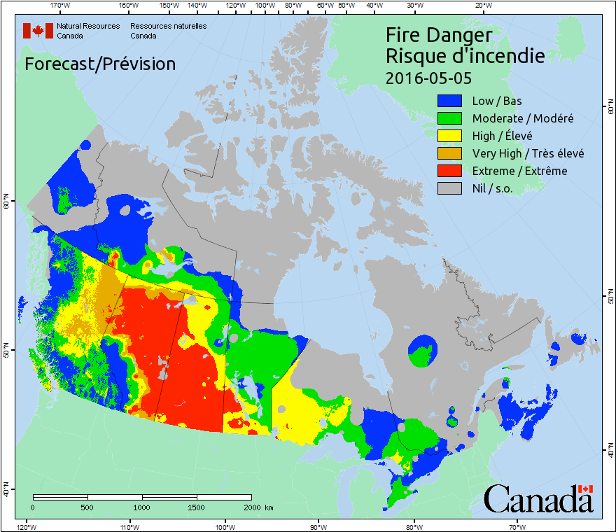 Fort McMurray wildfire weather forecast map