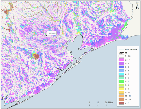 Hurricane Harvey Texas Houston flood inundation map