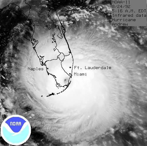 Hurricane Andrew satellite image