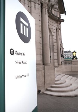 Swiss Re logo and building