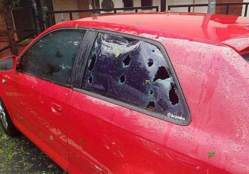 Hail damage to cars was extensive from the two storm outbreaks in Turkey
