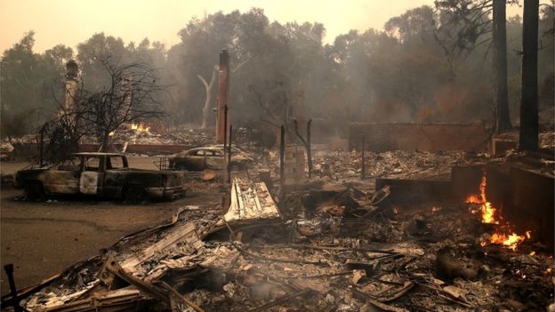 California wildfire image from Getty, via BBC