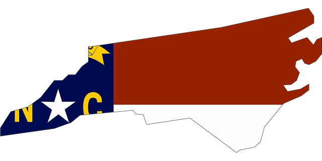 North Carolina map and flag