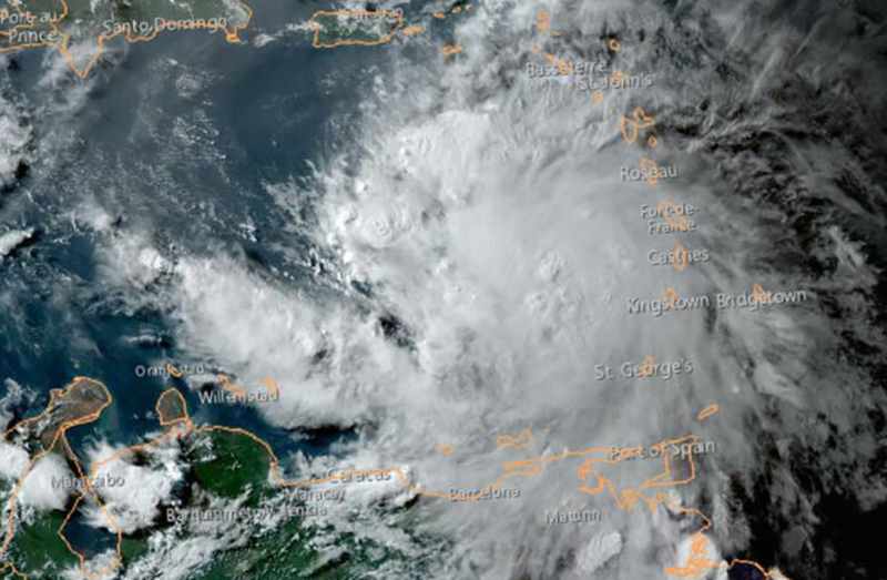 Hurricane Elsa over the Caribbean, image from NOAA
